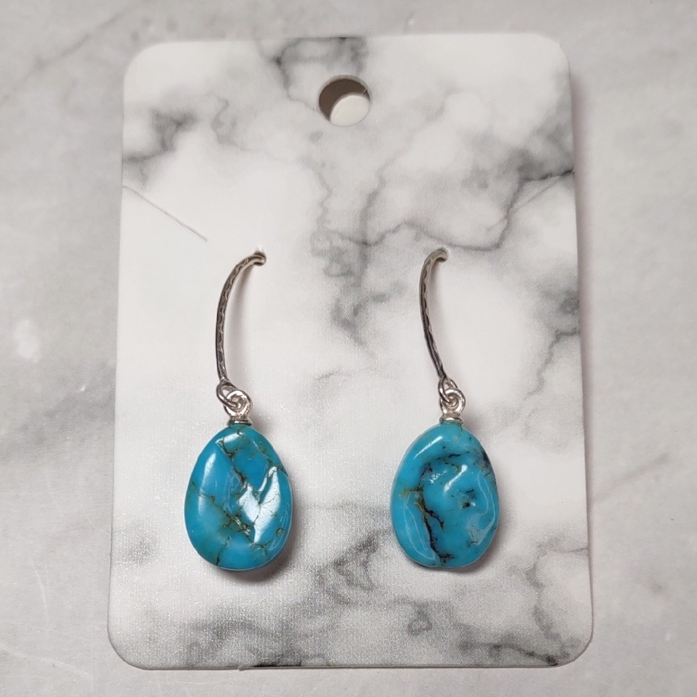 Jay King Turquoise/Sterling Silver Dangle Earrings - Picture 2 of 7